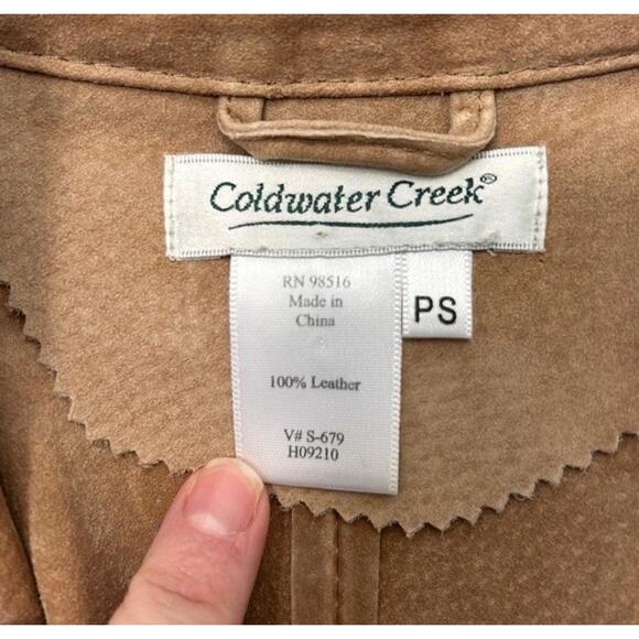 Vintage Coldwater Creek Women’s Brown Tan 100% Leather Suede Boho Jacket Small - Picture 7 of 9